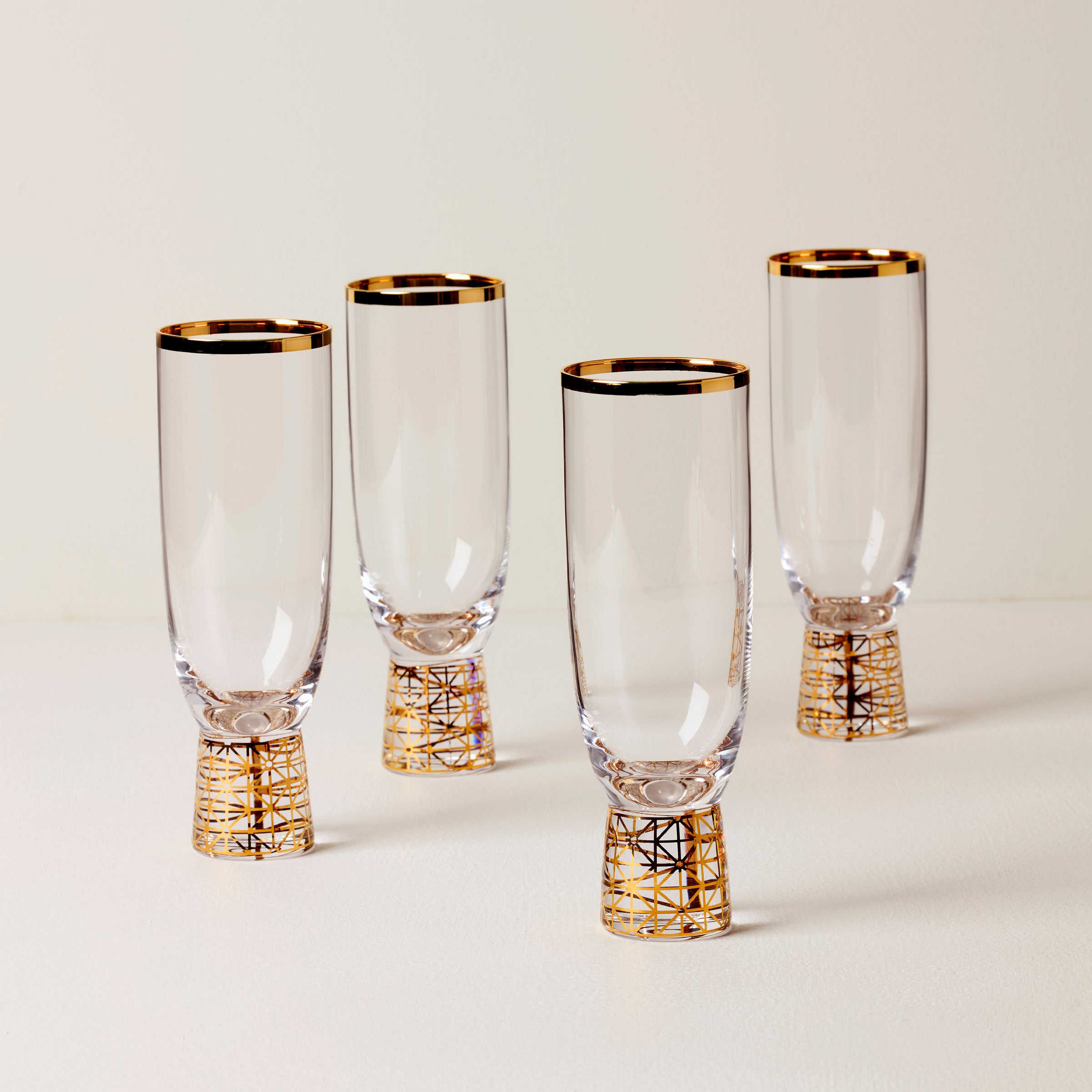 Premium Tuscany Gold Frost Flute Glasses Set of 4 - Elegant Champagne Flutes for Weddings, Parties & Special Occasions