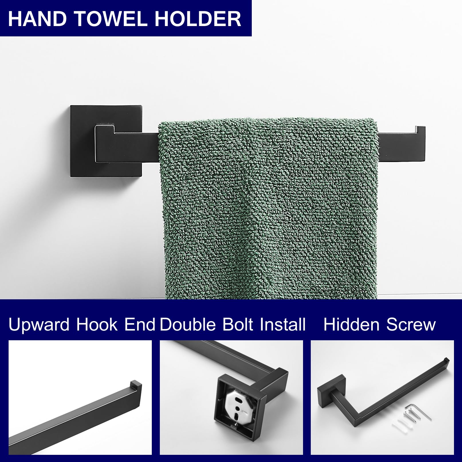 Premium Matte Black Bathroom Hardware Set - 23.6
