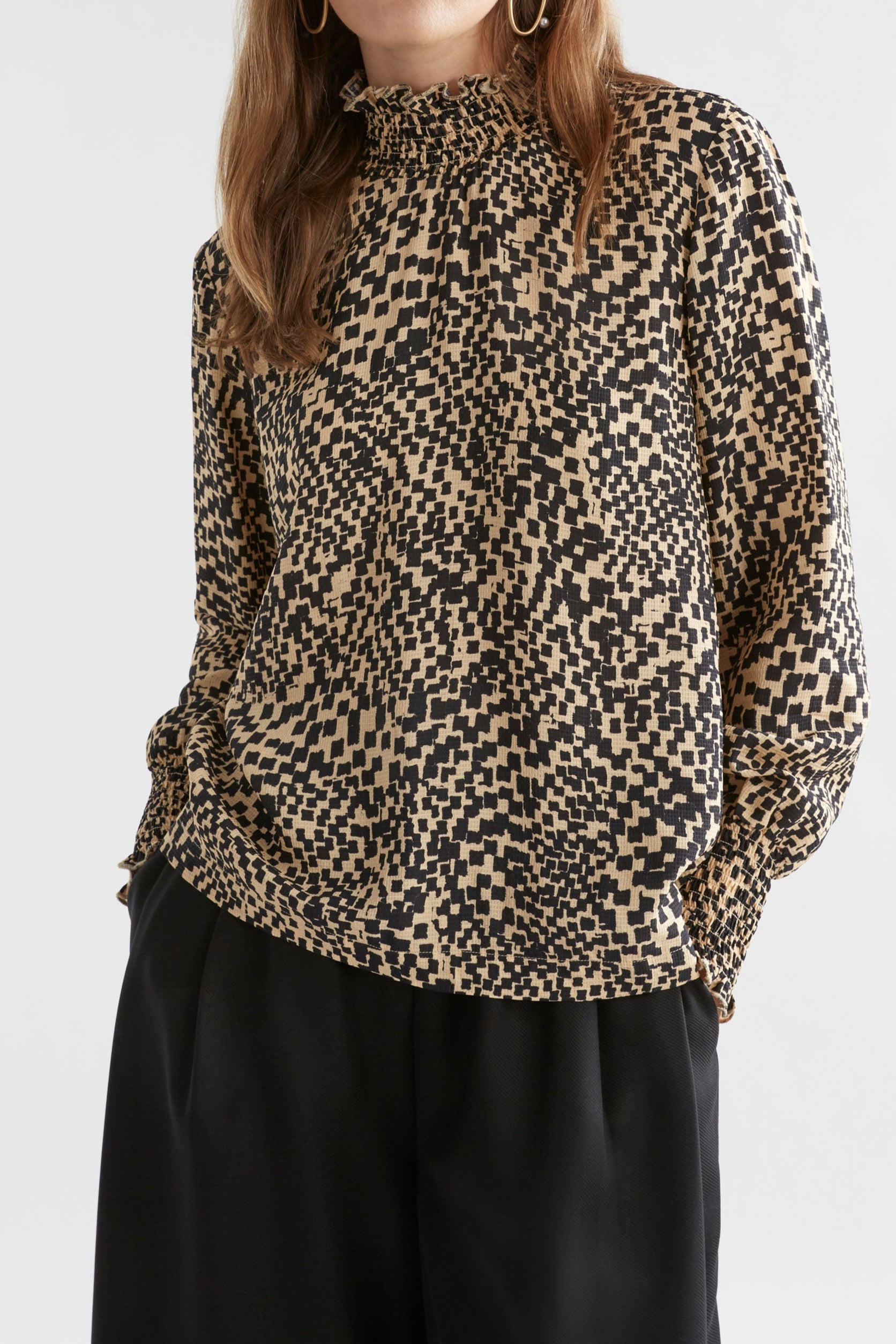 ELK Veda Women's Turtleneck Top - Sinda Print Long Sleeve Blouse for Fall/Winter | Office Wear, Casual Outfits & Holiday Fashion