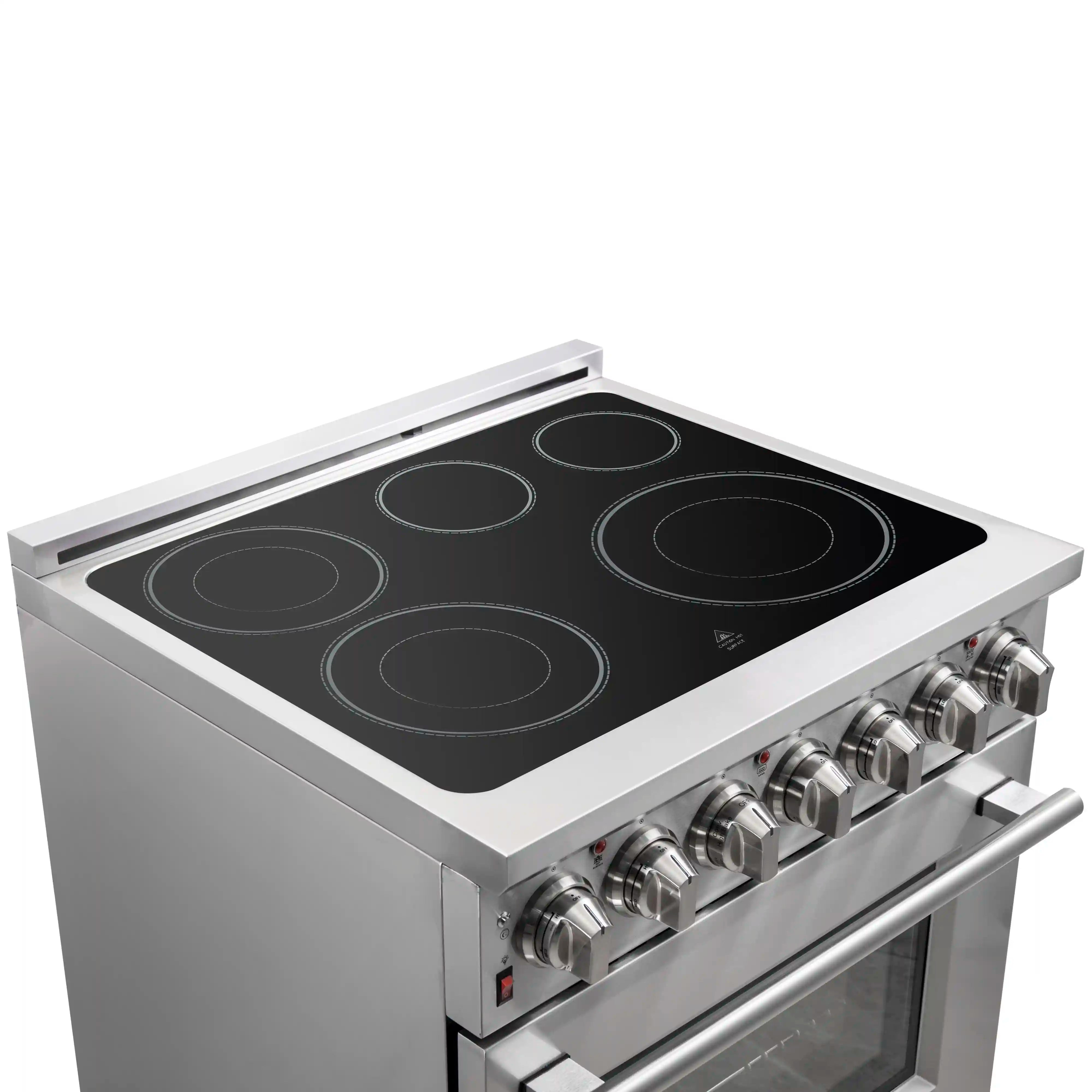 Forno Massimo 30 Inch Freestanding Electric Range - Stainless Steel Oven with 5 Burners & Convection (FFSEL6020 30) - Perfect for Home Kitchens & Small Restaurants