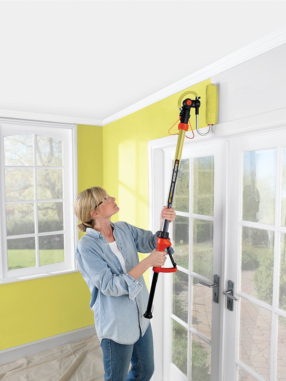 BLACK+DECKER BDPR400 Electric Power Paint Roller - 150W, 2-Wheel Pneumatic Rubber Wheels, Lightweight Aluminum Frame (3 lbs) - Perfect for Home DIY Painting Projects & Professional Wall Painting