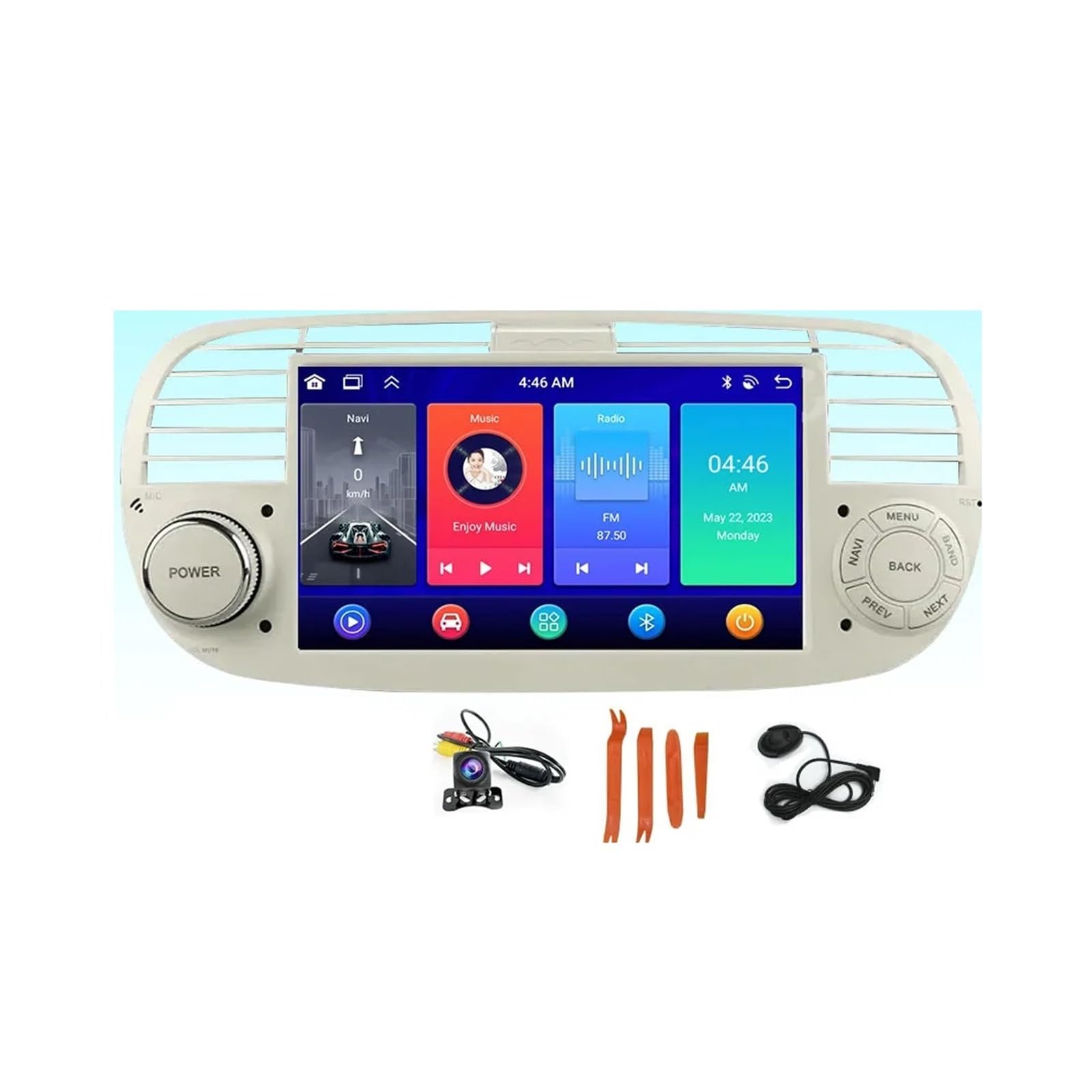 7 Inch Android Auto Car Stereo for Fiat 500 2007-2015 | Android 13 | Apple CarPlay | GPS Navigation | Multimedia Player | 2GB RAM 32GB ROM | WiFi | White & Black Options | Perfect for Road Trips & Daily Commutes