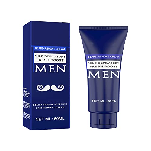 Gentle & Non-Irritating Men's Hair Removal Cream for Body, Chest, Arms & Beard - Painless Hair Remover for Smooth Skin at Home or Travel