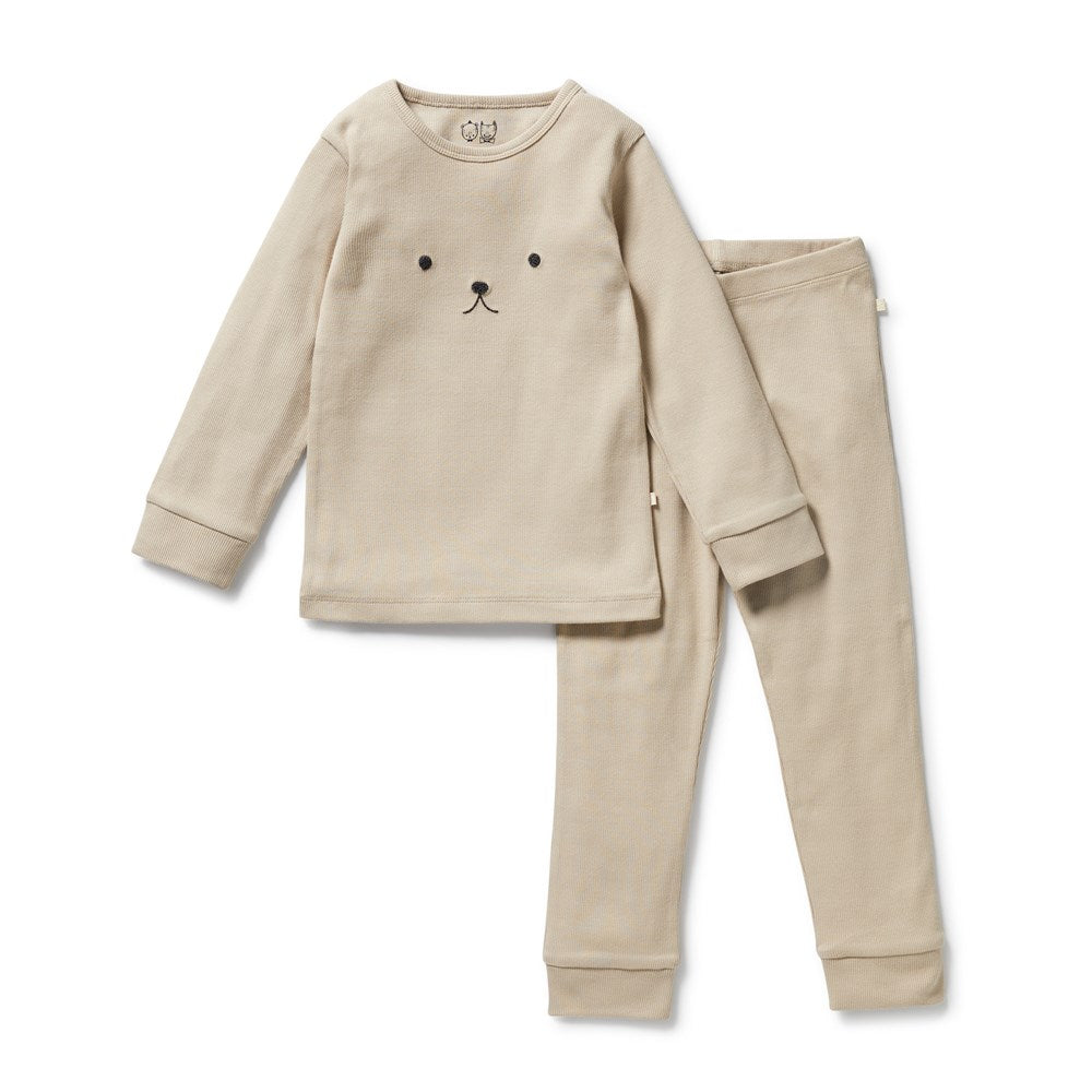 Organic Cotton Long Sleeve Ribbed Pajama Set for Women - Soft & Comfortable Sleepwear for Cozy Nights & Lounging at Home
