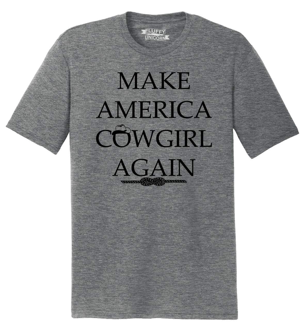Funny Make America Cowgirl Again Tri-Blend T-Shirt for Men - Comfortable & Stylish Western Humor Tee for Rodeo, Country Concerts & Patriotic Events