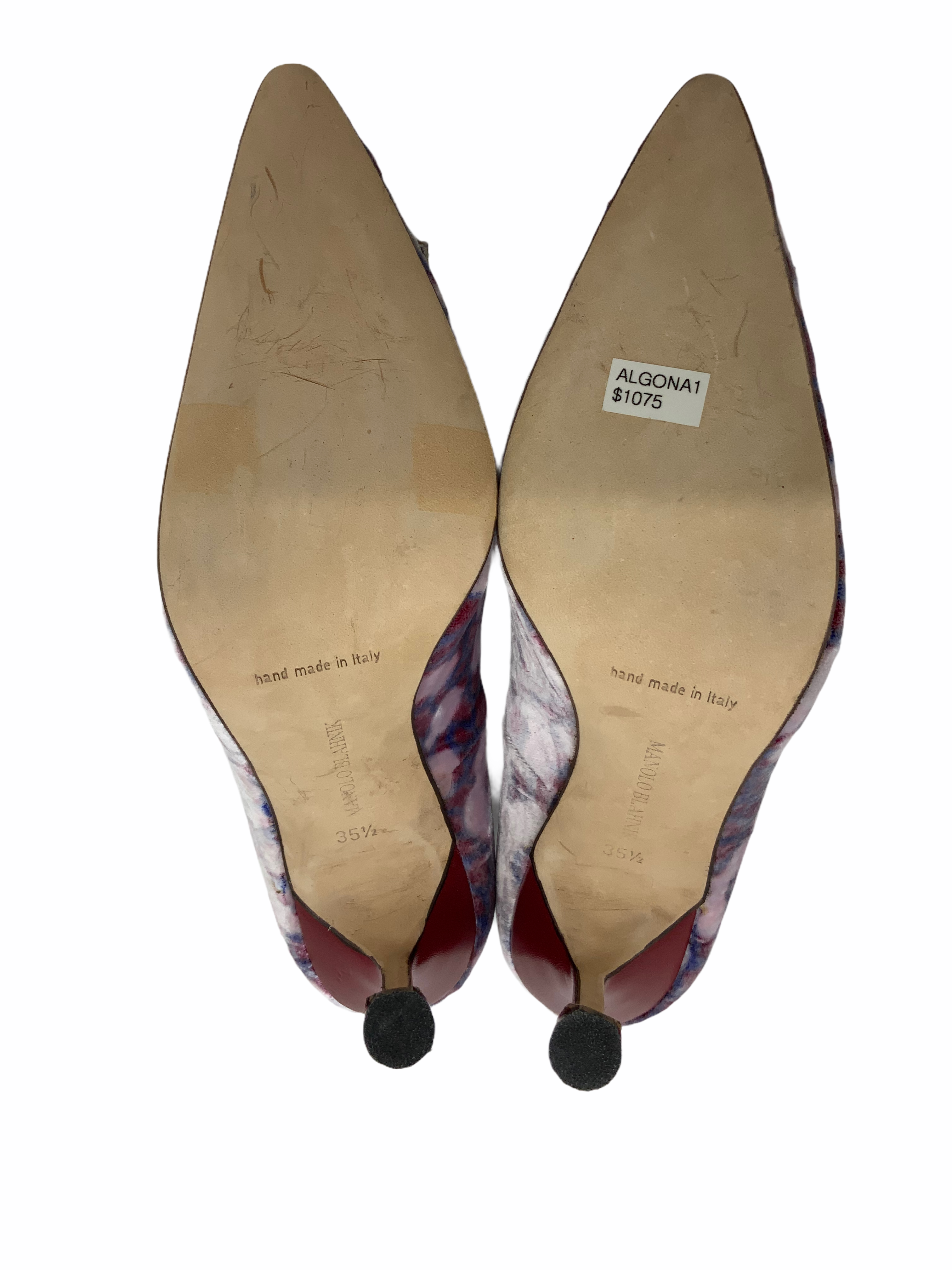 Manolo Blahnik Women's Crystal Embellished Velvet Heels Size 5.5 - Elegant Evening Pumps for Parties, Weddings & Special Occasions