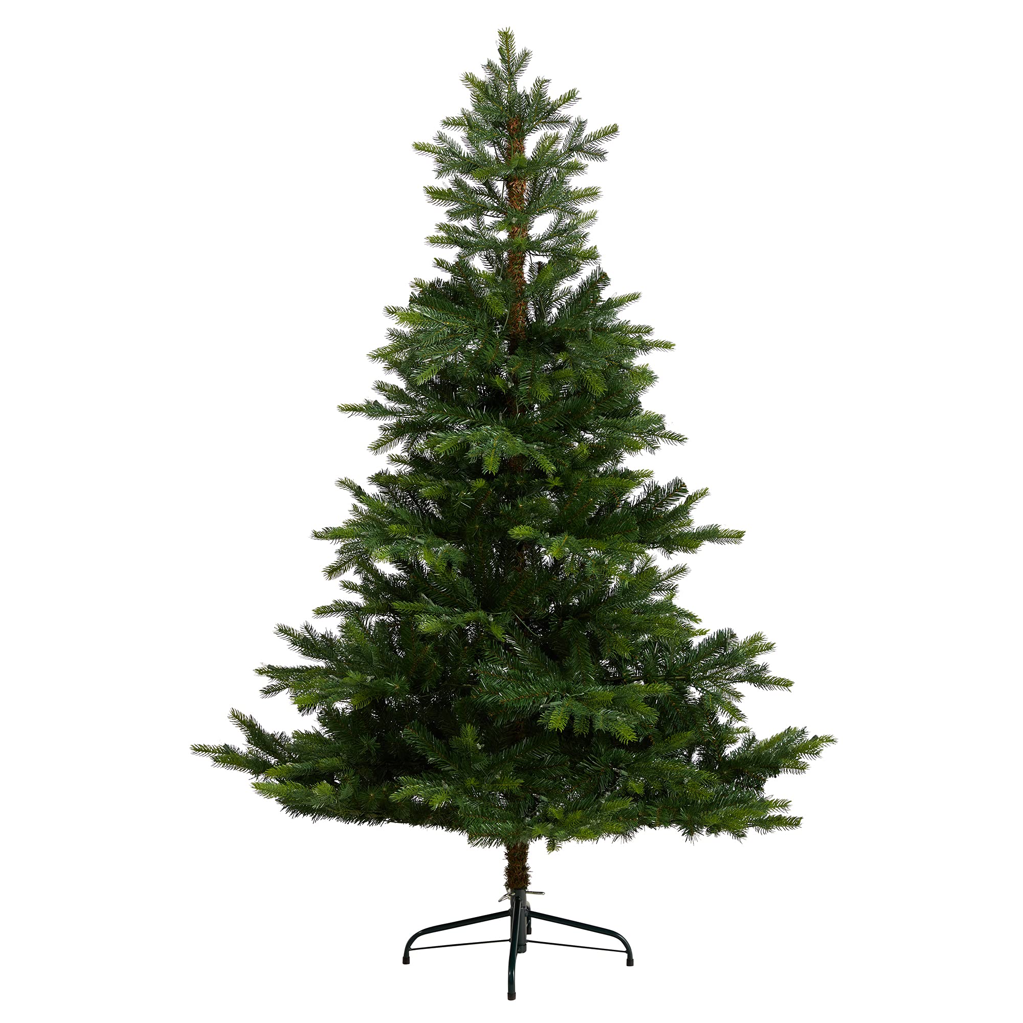 Nearly Natural 6ft Pre-Lit Artificial Christmas Tree - 350 Clear Lights & 631 Bendable Branches | Realistic NC Spruce Design for Holiday Home Decor, Office, and Party Decoration