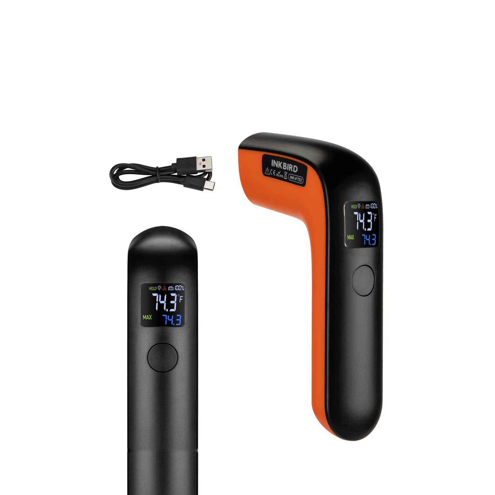 INK IFT02 Infrared Thermometer - Non-Contact Digital Thermometer for Adults & Kids - Accurate Forehead & Ear Temperature Measurement - Home, Office & Travel Use