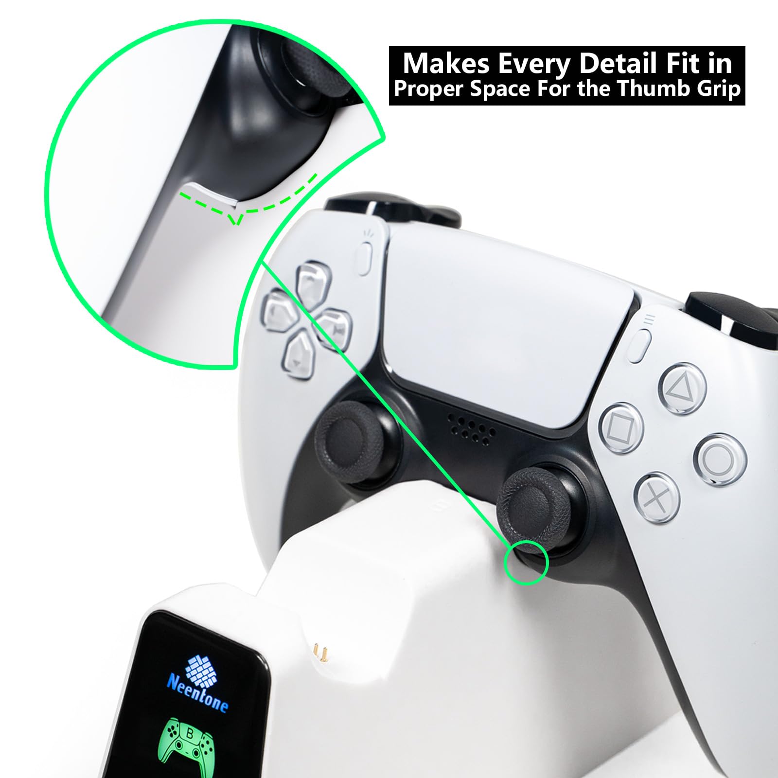 PS5 Controller Charging Station - DualSense Charger Dock for 2 Controllers with Easy Clip & Charge Design | Fast Charging PS5 Accessories | Perfect for Gaming Setup & Multiplayer Sessions