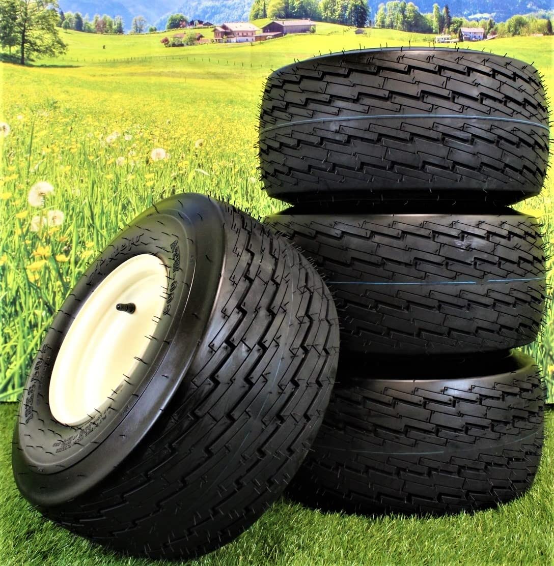 Antego 18x8.50-8 Golf Cart Tires with 8x7 Wheels (Set of 4) - Beige Rims for EZGO, Yamaha & Club Car | Durable All-Terrain Performance for Golf Courses, Resorts & Campuses