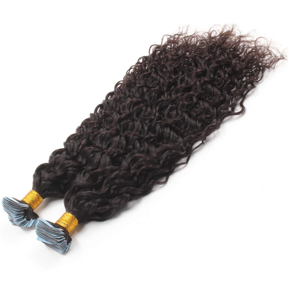 Brazilian Virgin Human Hair Extensions 100g 40pcs - Water Wave Tape-in Skin Weft with Curly Adhesive for Natural Look (26inch, Jet Black #1) | Perfect for Parties, Weddings & Daily Styling