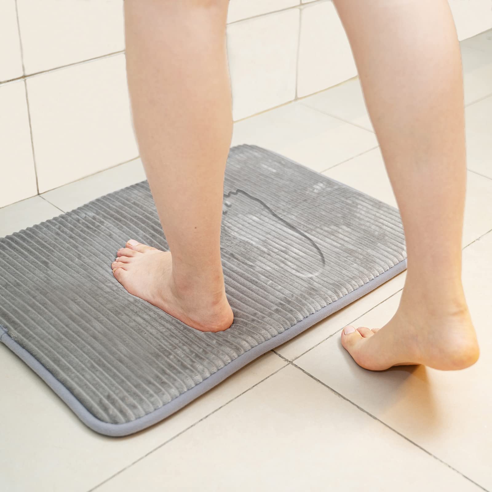 Premium Thick Memory Foam Bath Mat - Ultra Soft & Absorbent Non-Slip Bathroom Rug - Quick Dry Machine Washable Floor Mat for Bath, Shower, Kitchen & Bathtub - Perfect for Wet Floors & Cold Mornings