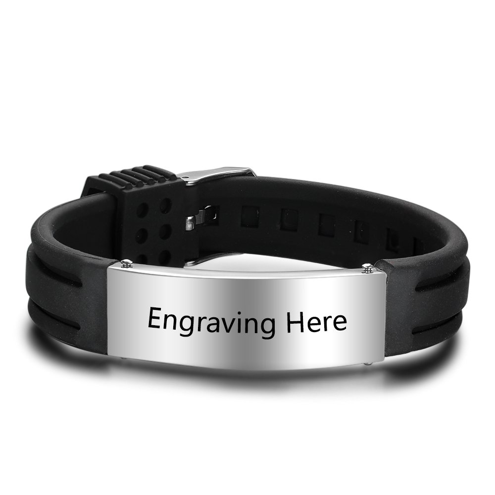 Adjustable Medical Alert ID Bracelet for Women & Men - Personalized Silicone Sport Wristband for Kids & Adults - Perfect for Allergies, Diabetes & Emergency Identification