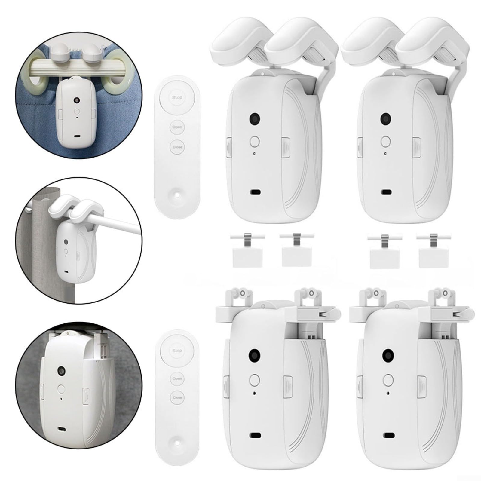 Smart Automatic Curtain Opener - Remote Control Electric Curtain Motor with High Performance for Home & Office - Compatible with Roman Rod/TU (2 Pack) - Perfect for Smart Home Automation & Daily Convenience
