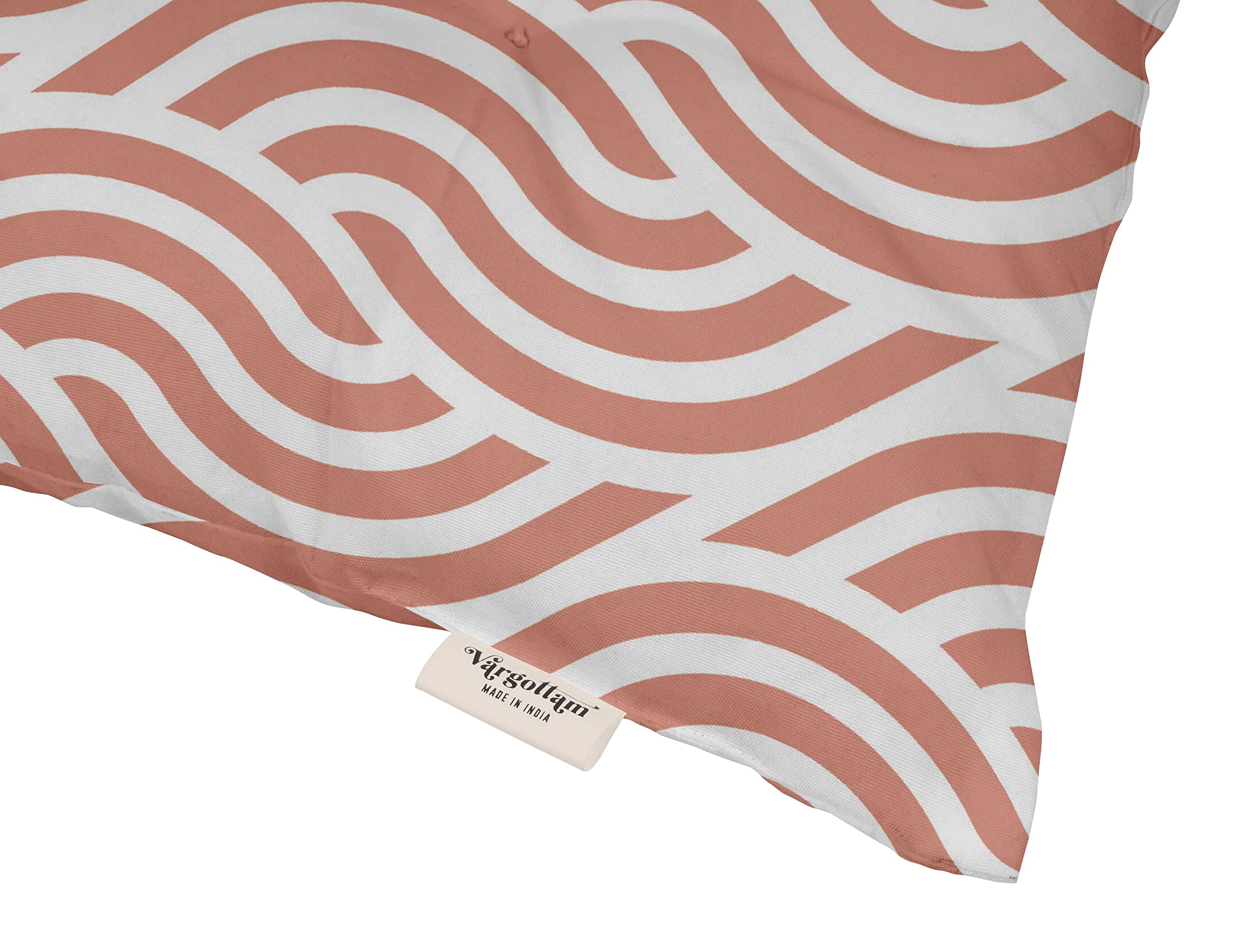 Waterproof 19-Inch Square Patio Cushion Set of 2 - Indoor/Outdoor Tufted Printed Seat Cushions for Garden, Deck, Poolside Furniture - Orange Abstract Design | Weather Resistant & Durable