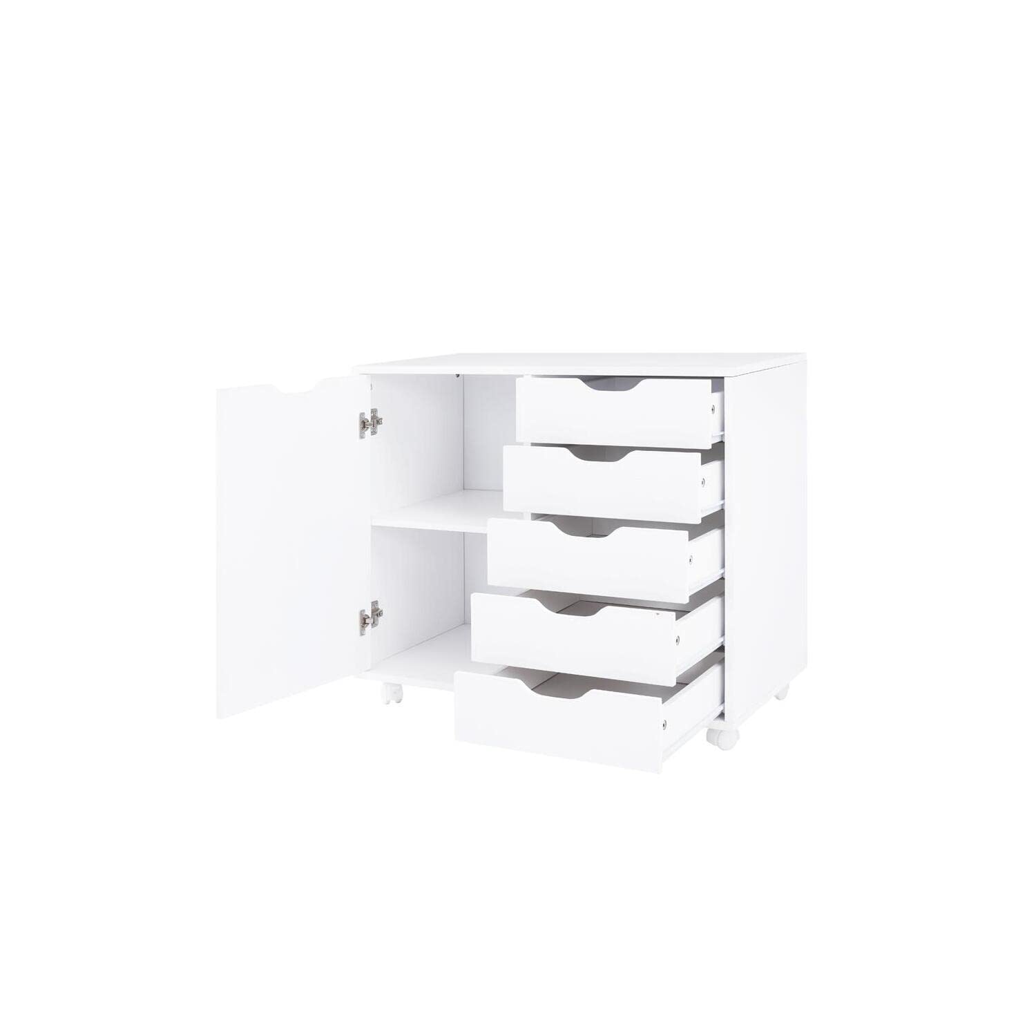 Naomi White 5-Drawer Rolling Storage Cabinet for Office & Home