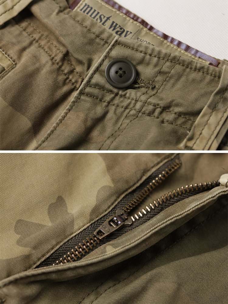 AKARMY Men's Camo Cargo Shorts - Outdoor Tactical Cotton Shorts with Multiple Pockets, No Belt Needed - Perfect for Hiking, Camping & Casual Wear