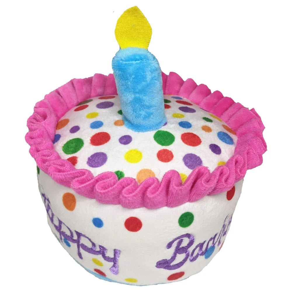 Happy Barkday Cake Dog Plush Toy - Soft & Cute Birthday Gift for Dogs - Perfect for Chewing, Cuddling & Playtime at Home or Outdoors