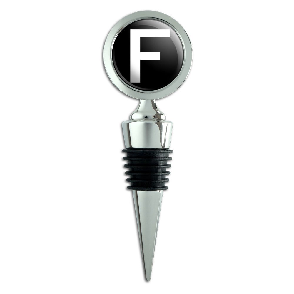 Personalized Letter F Initial Black & White Wine Bottle Stopper - Elegant Cork Seal for Wine, Champagne & Liquor Bottles - Perfect for Weddings, Parties & Gifts