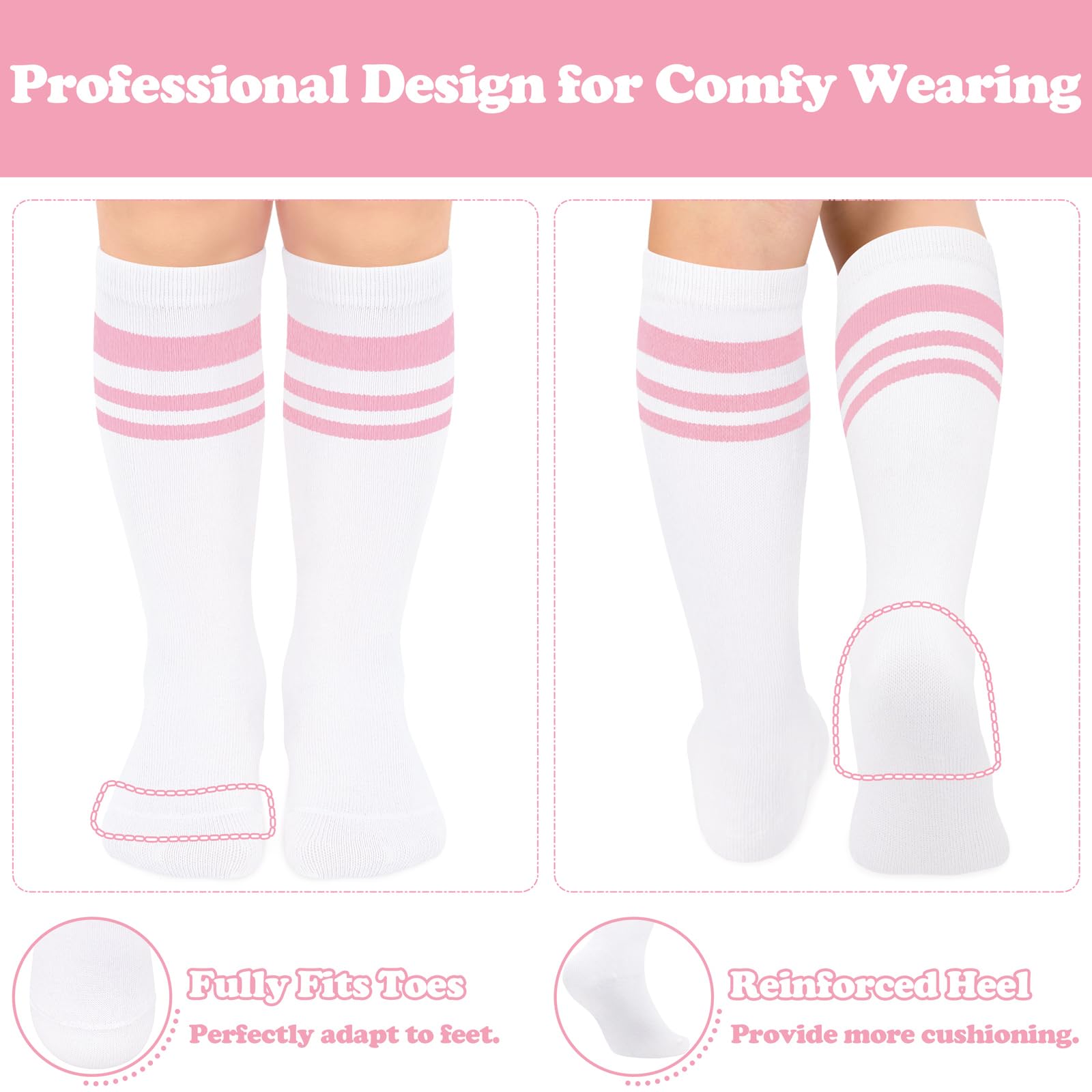 4 Pairs Toddler Soccer Socks - Breathable Cotton Youth Athletic Socks for Boys & Girls - Perfect for Soccer, Baseball, Softball & Sports Training