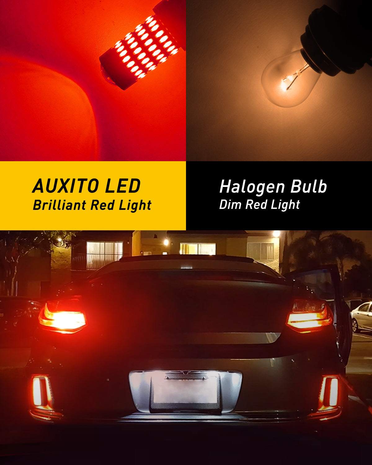 3157 Red LED Bulb - 400% Brighter 3056 3156 3057 4157 Replacement - 102 SMD Chipsets with Projector for Tail Brake Stop Lights - Perfect for Car, Truck, SUV, Motorcycle Tail Light Upgrades & Nighttime Safety