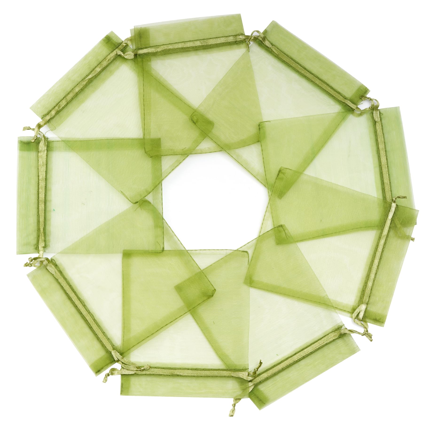 100pcs Olive Green Organza Bags 3.54