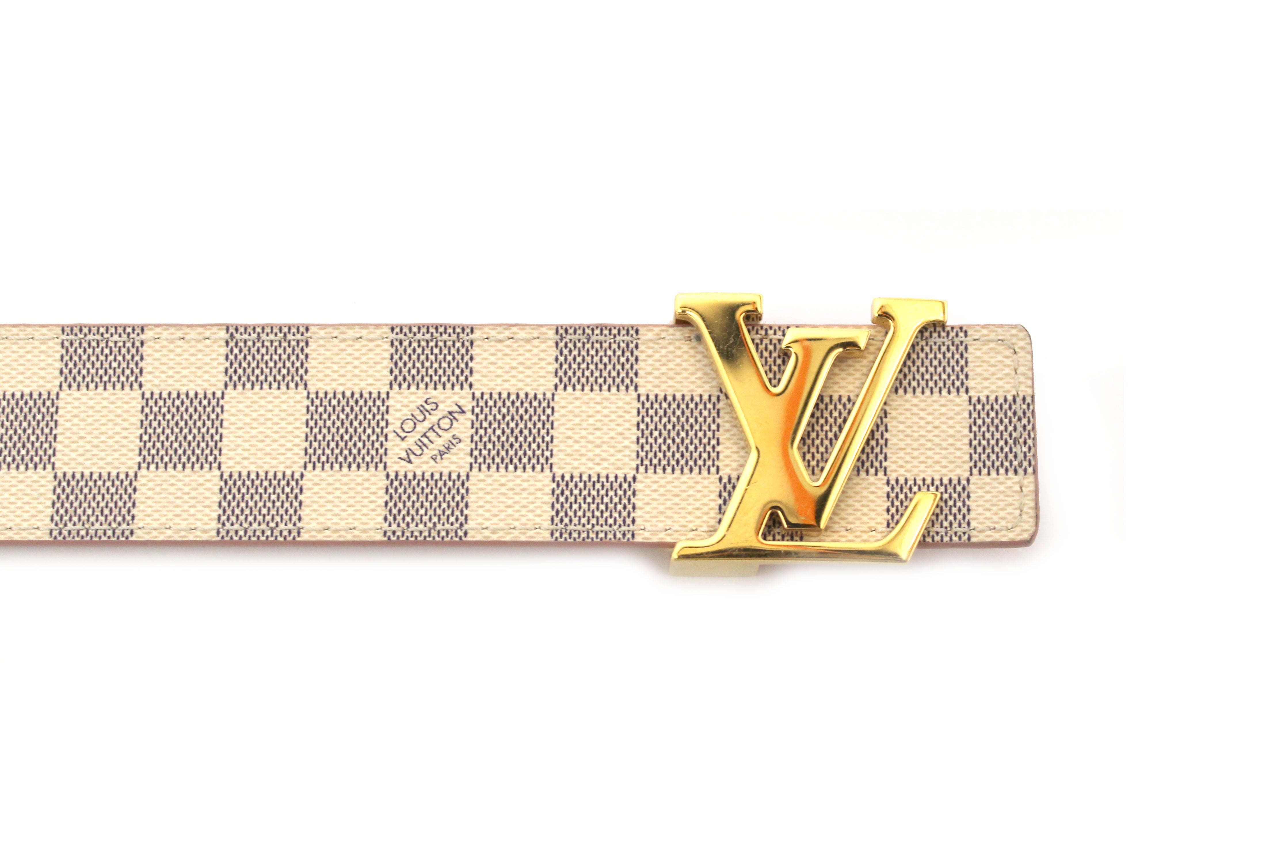 Authentic Louis Vuitton LV Reversible Belt 30MM - Iconic Damier Azur & Rose Pink - Size 36 - Perfect for Women's Casual & Formal Outfits, Office Wear & Special Occasions