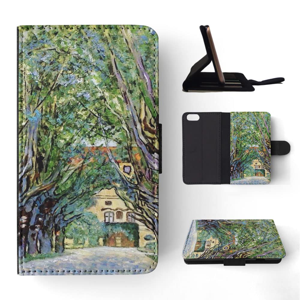 Gustav Klimt - Avenue of Schloss Kammer Park Art Flip Wallet Phone Case Cover for Apple iPhone 5, iPhone 5S, iPhone SE (2016) | Stylish Protective Case with Card Holder | Perfect for Everyday Use, Travel & Commuting