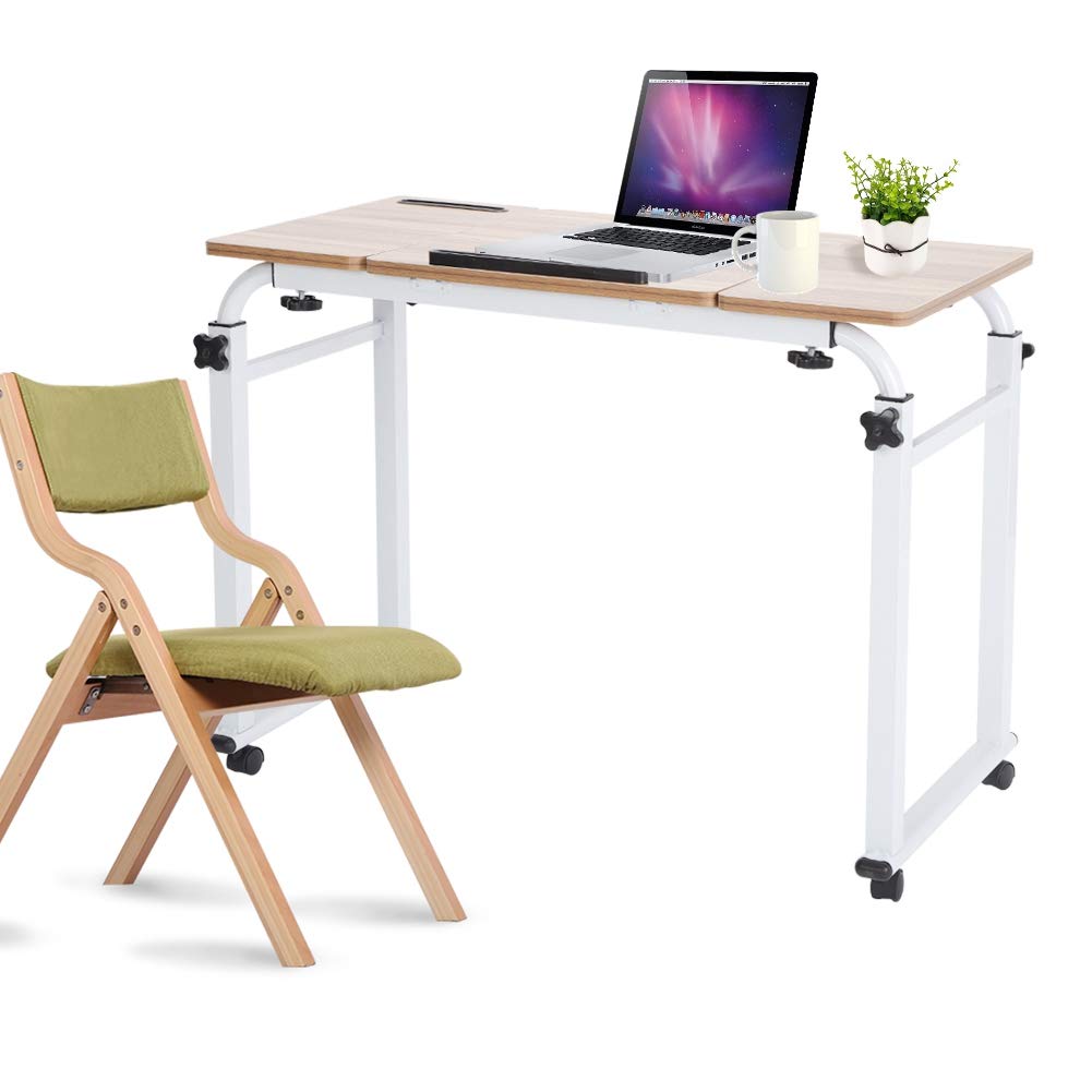 POCREATION Mobile Overbed Desk with Wheels - 31.5