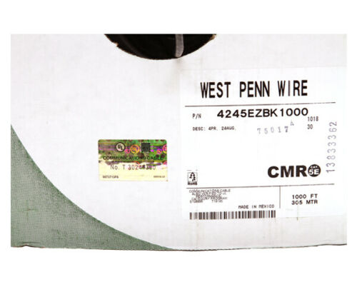 CAT5 Ethernet Cable 24AWG Solid Copper UL Listed CMR (Black) 1000FT - High-Speed Internet & Network Connection for Home, Office & Data Centers