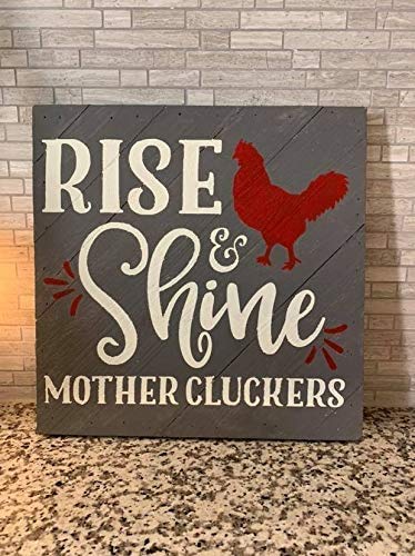 Sunbory Handmade Wooden Rooster Kitchen Sign - Rustic Farmhouse Decor for Walls, Home & Kitchen - Perfect for Country Style Kitchens, Dining Rooms & Coffee Shops