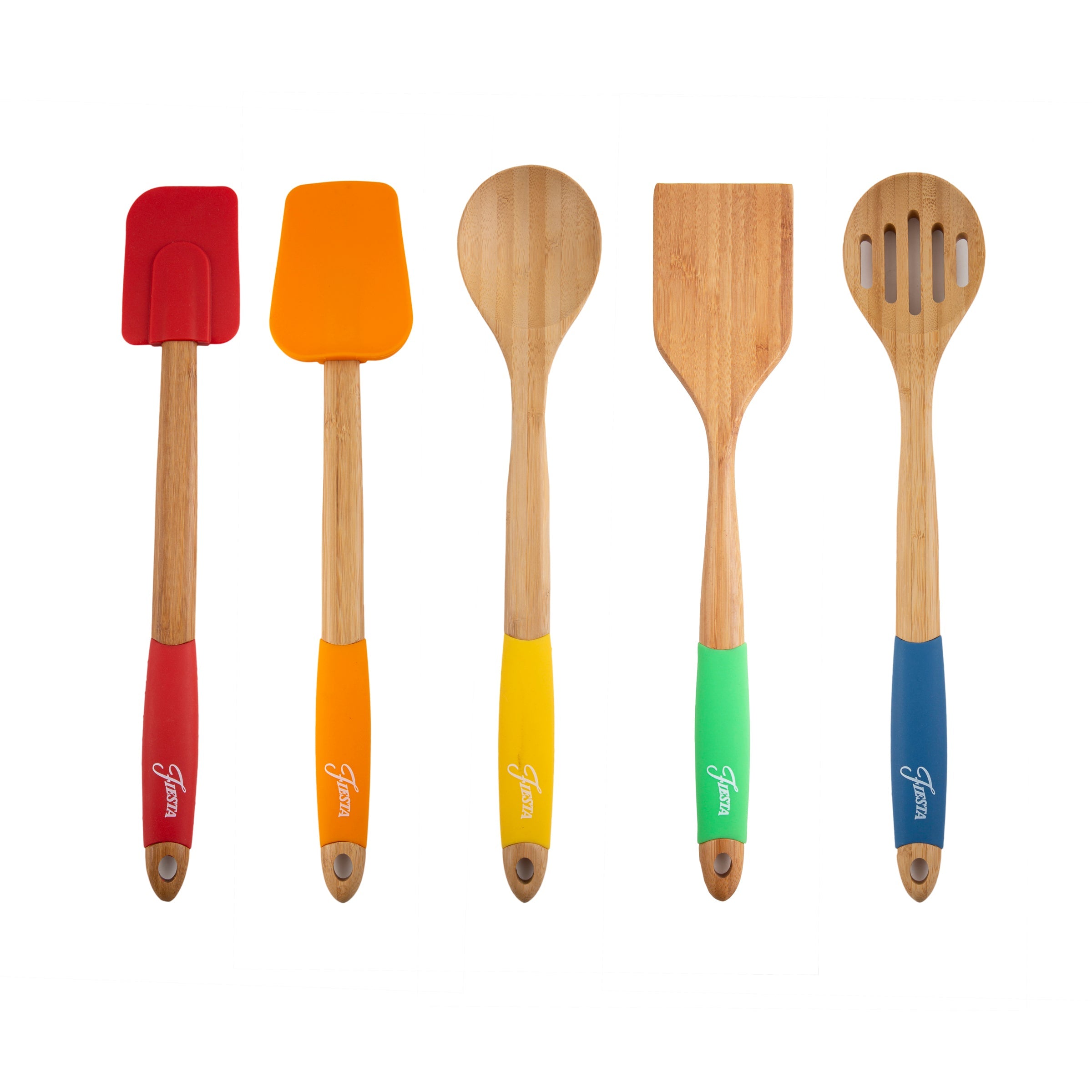 Premium 5-Piece Bamboo & Silicone Kitchen Utensil Set - Non-Slip Heat-Resistant Cooking Tools for Baking, Stirring, Flipping - Perfect for Home Chefs & Eco-Friendly Kitchens