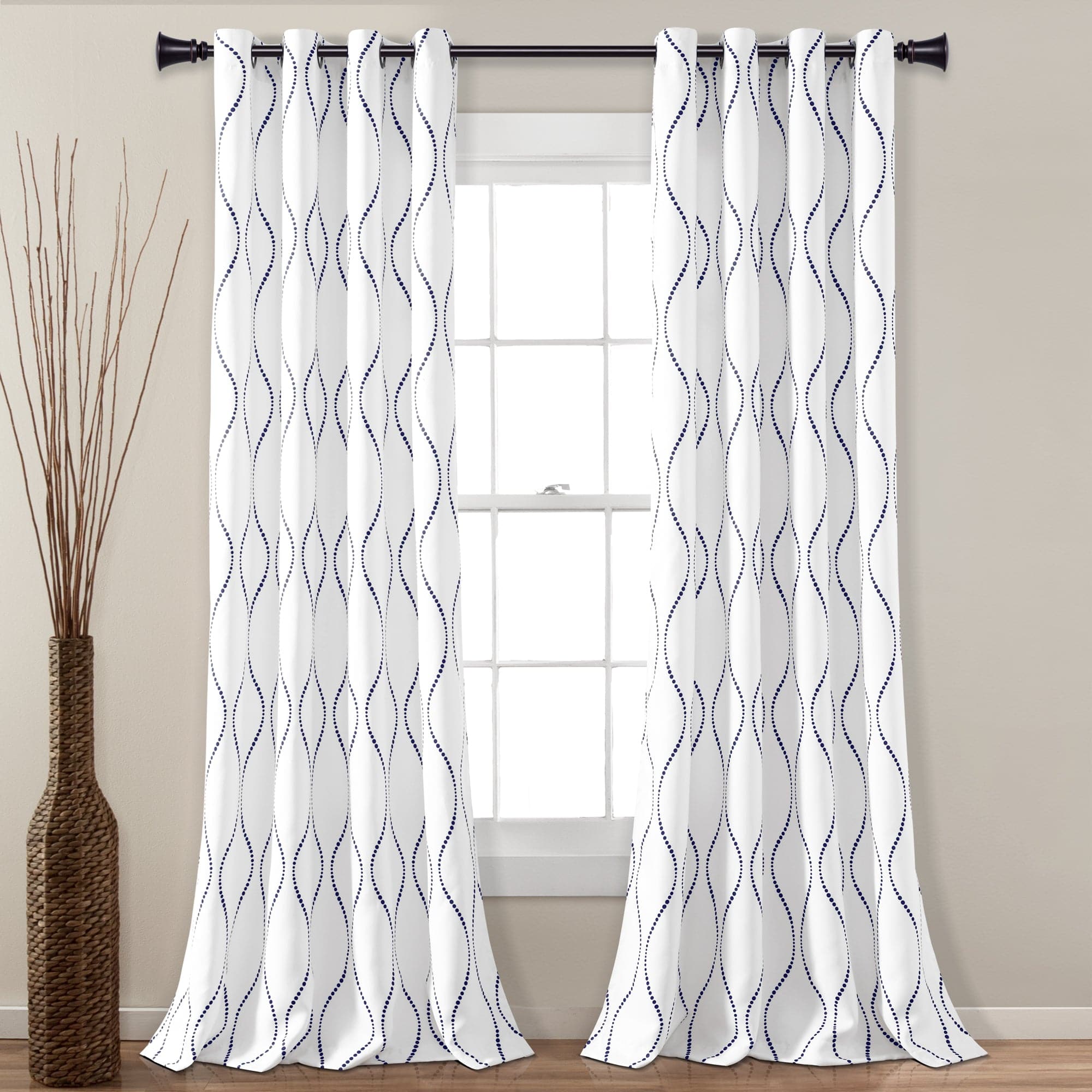 Swirl Light Filtering Window Curtains - Blackout Sheer Drapes for Living Room & Bedroom - Soft Sunlight Diffusion & Privacy Protection