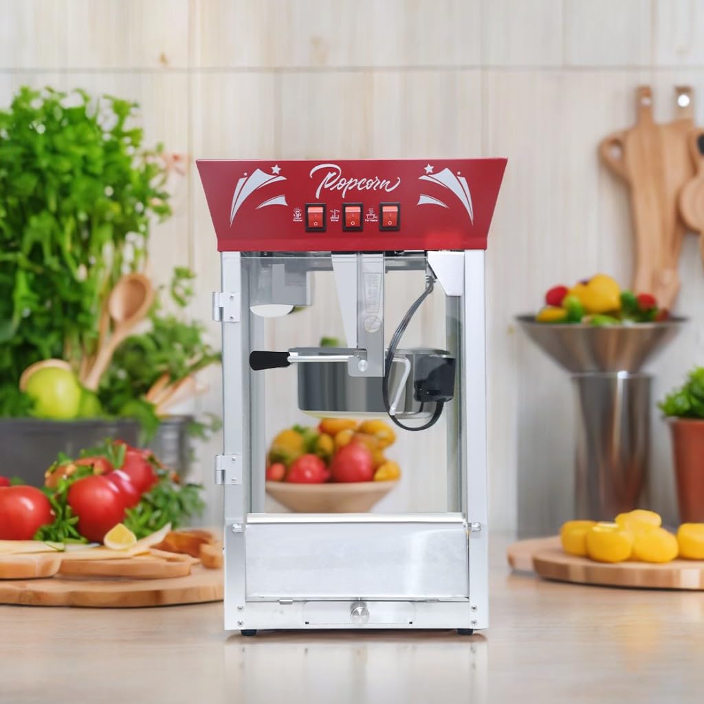 Commercial Popcorn Maker Machine - 12oz Stainless Steel Kettle with Tempered Glass, 850W Countertop Popcorn Popper with Warming Deck - Perfect for Movie Nights, Parties, Theaters, and Home Entertainment