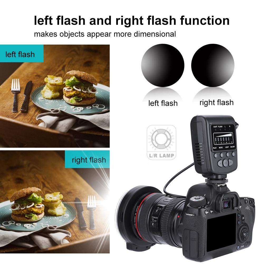 FC-100 Portable LED Macro Ring Flash 5500K Adjustable Brightness Speedlite with 8 Adapters - Camera Fill Light Kit for Canon & Nikon DSLR - Perfect for Macro Photography, Product Shooting & Video Lighting