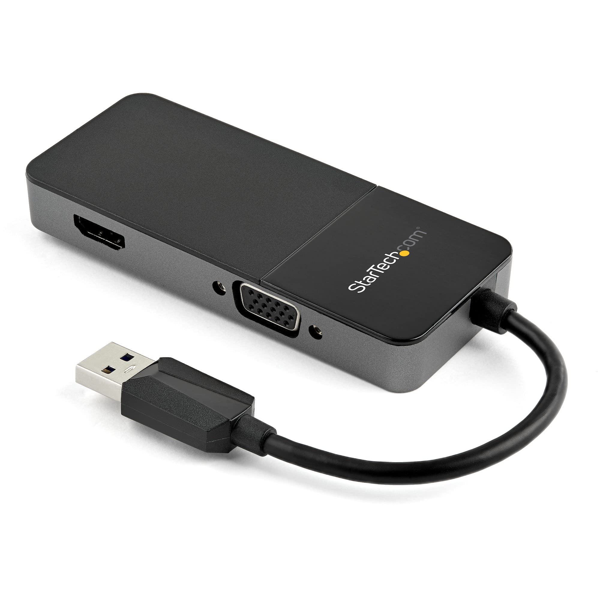 StarTech.com USB 3.0 to VGA HDMI Adapter - 4K 30Hz 2-in-1 Converter Dongle (USB-A to VGA/HDMI) for Laptop, Monitor & Projector - Dual Display Setup for Work & Presentations