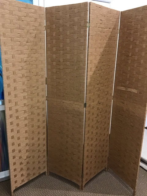 4 Panel Woven Room Divider Screen - Handmade Natural Bamboo Partition for Home & Office - Privacy Screen, Room Separator for Bedroom, Living Room, Yoga Studio & Dorm Decor