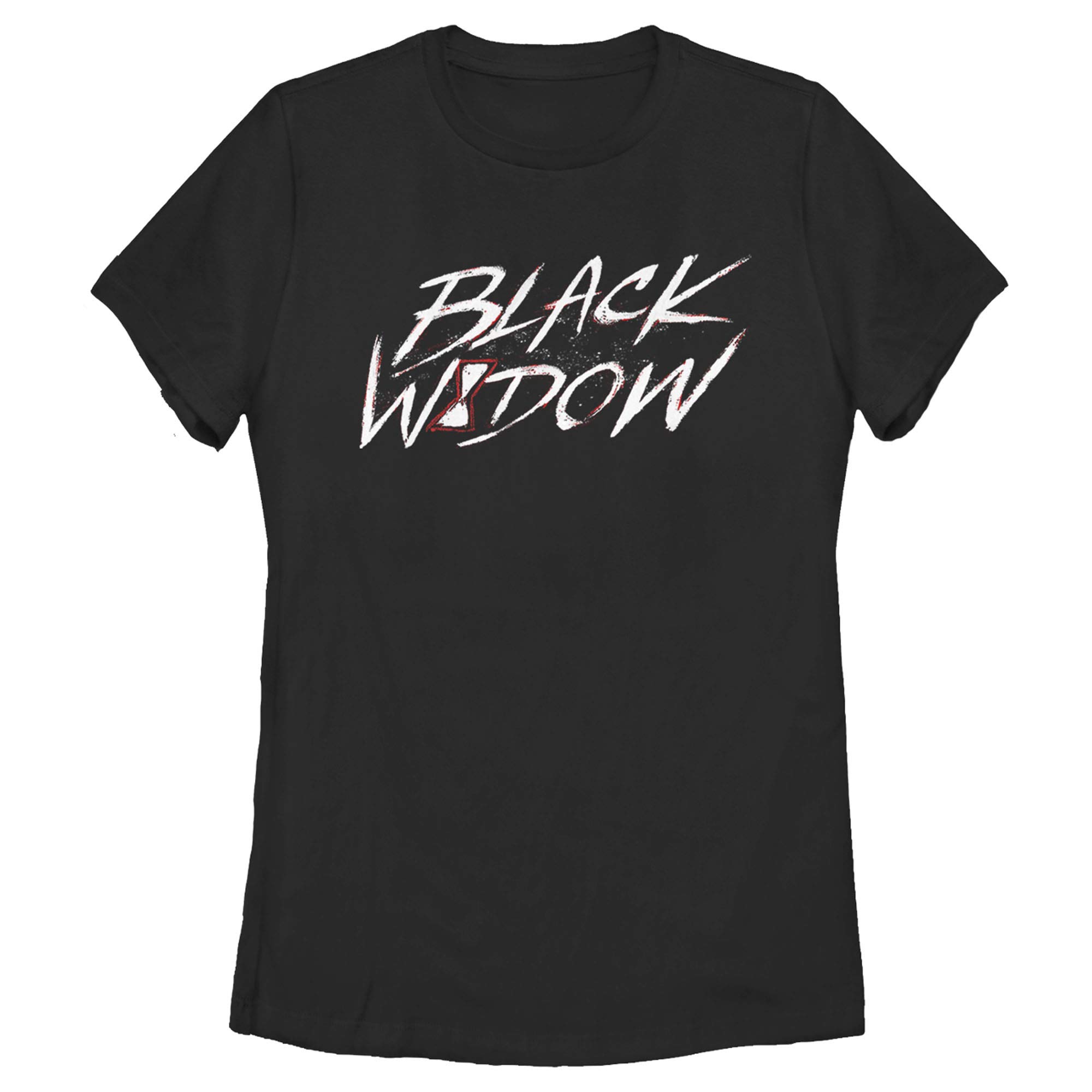 Women's Marvel Black Widow Graphic T-Shirt - Superhero Cotton Tee with Chalk Style Logo | Casual Wear, Cosplay & Comic Con Outfit
