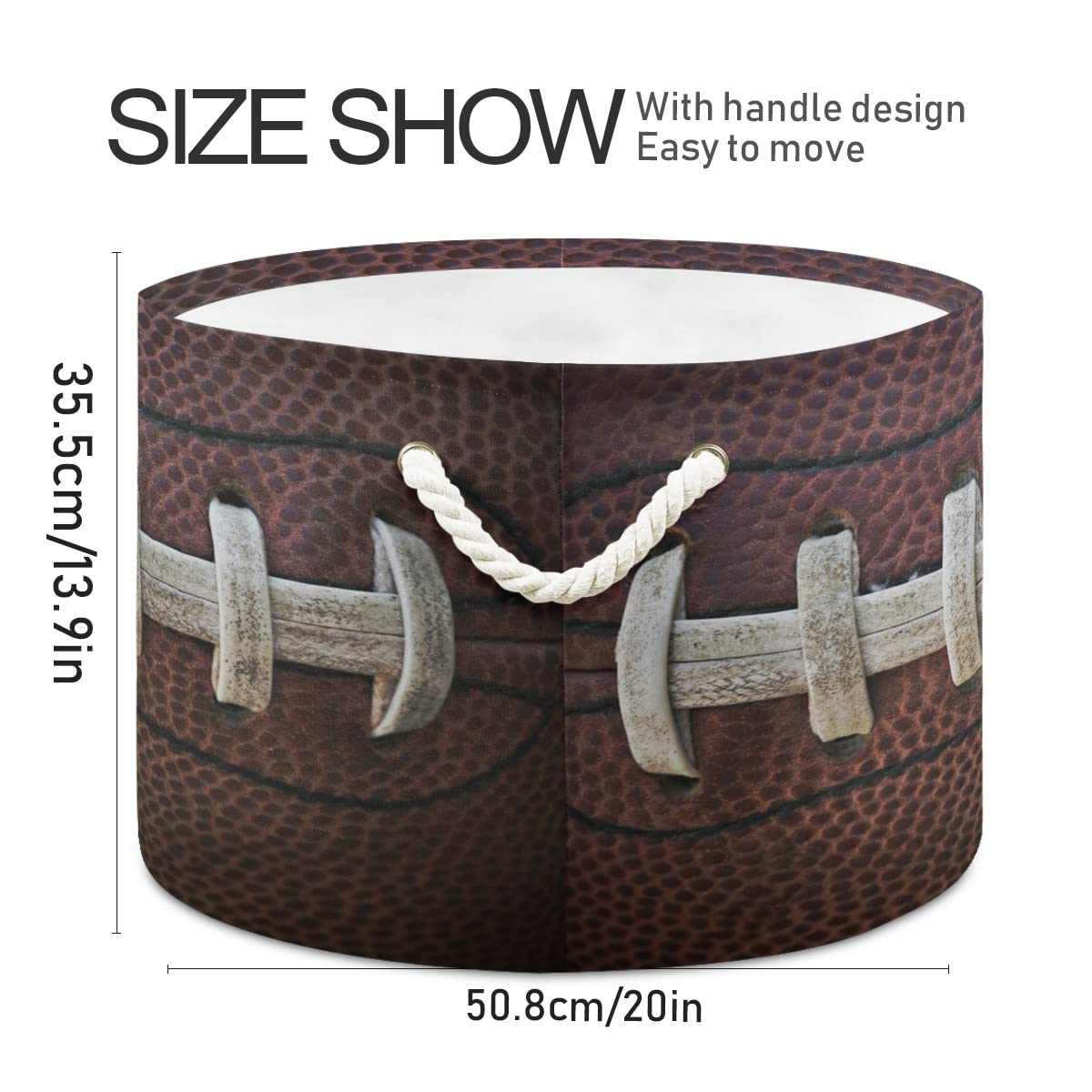 Large American Football Toy Storage Bin - Kids Laundry Hamper for Nursery Clothes, Toys & Books | Durable Home Decor Organizer for Playroom, Bedroom & Dorm