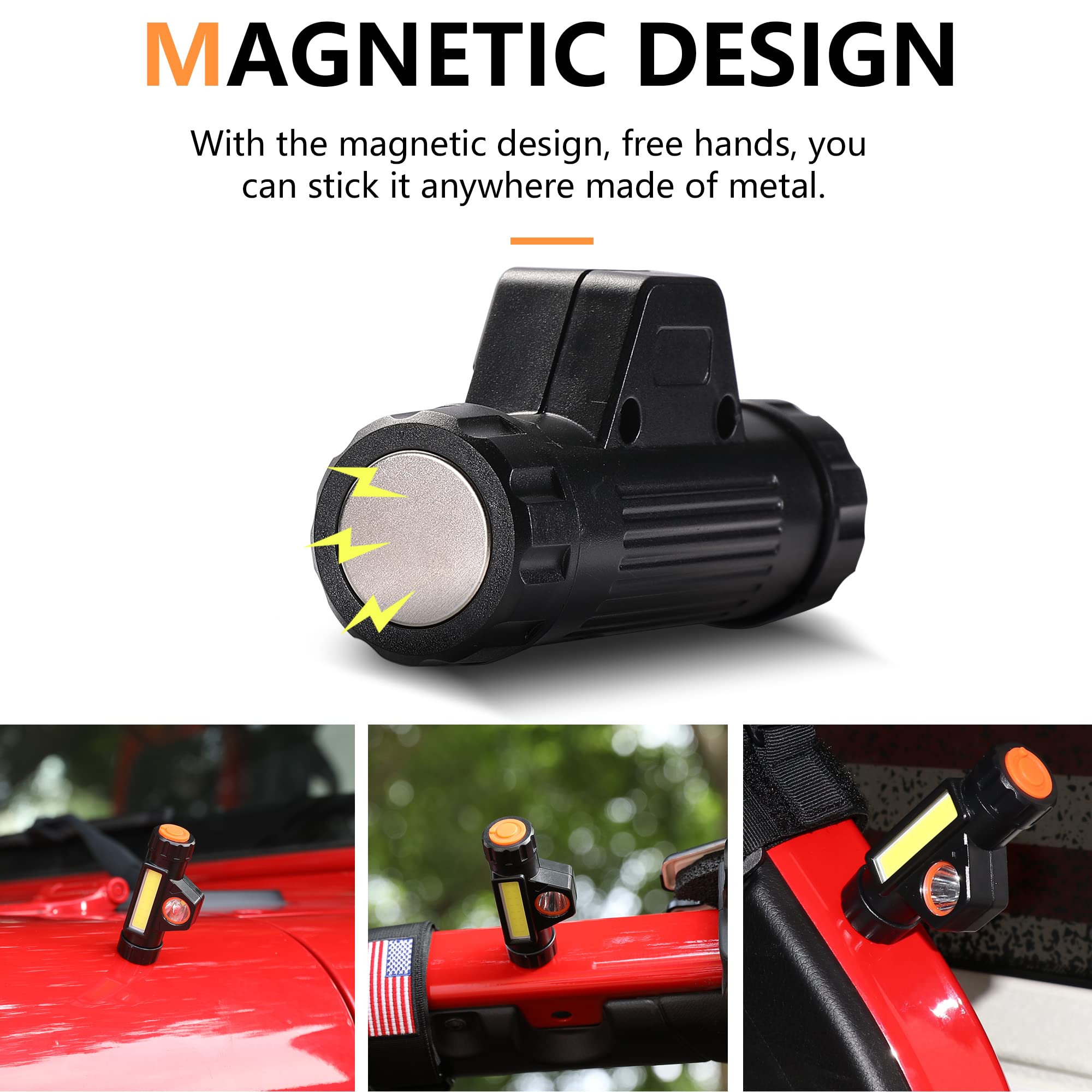 Jeep Wrangler Roll Bar Grab Handles with Dome Light | Compatible with 1945-2025 CJ YJ TJ JK JL & Gladiator JT | Fits 2.0