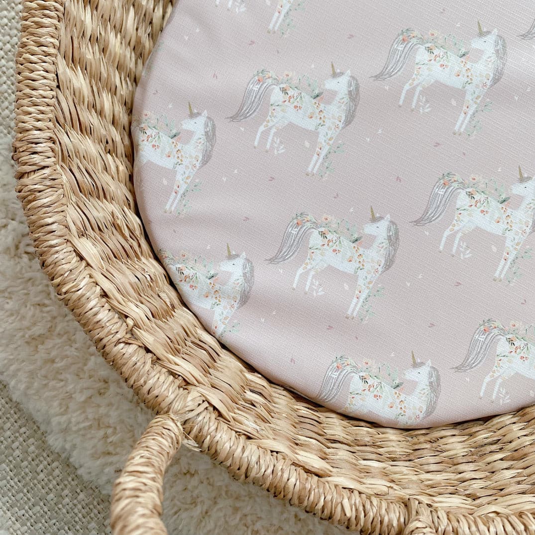 Pink Unicorn Print Baby Changing Mat - Soft Waterproof Diaper Changing Pad for Nursery, Travel & On-the-Go Use