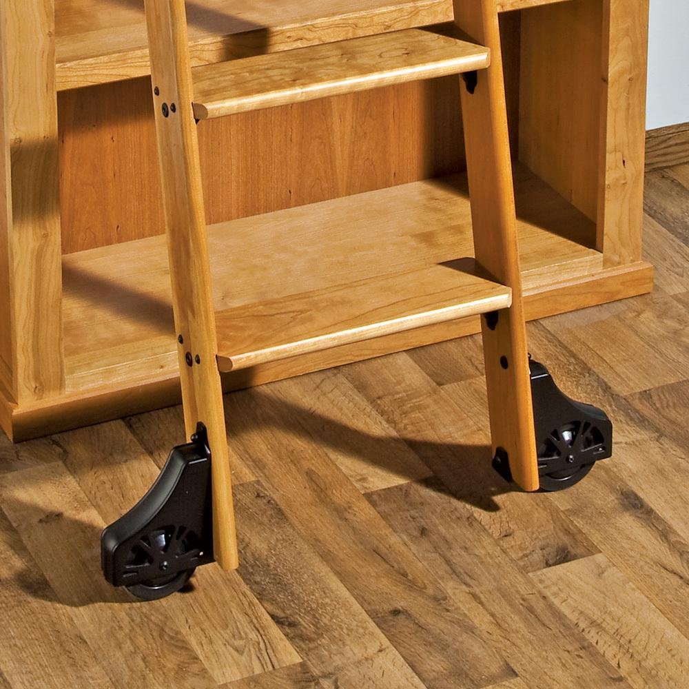 Rockler 8' Rolling Library Ladder Hardware Kit - Satin Black Finish with Caster Assemblies, Metal Step Rods & Sliding Hooks for Wooden Ladders | Perfect for Home Libraries, Loft Spaces & Bookcase Access