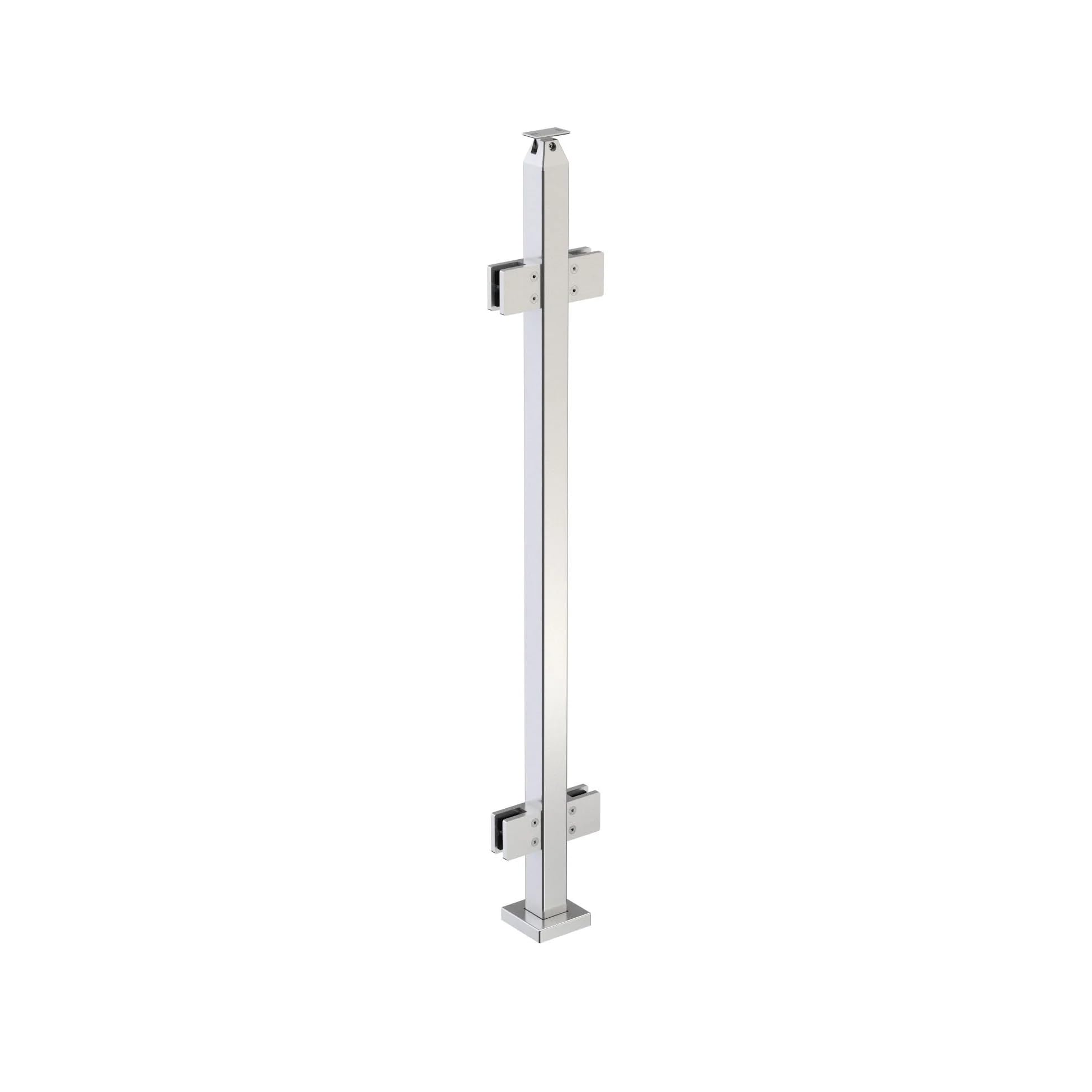 Stainless Steel 316 Glass Railing Post - Heavy Duty Square Surface Handrail for 3/8