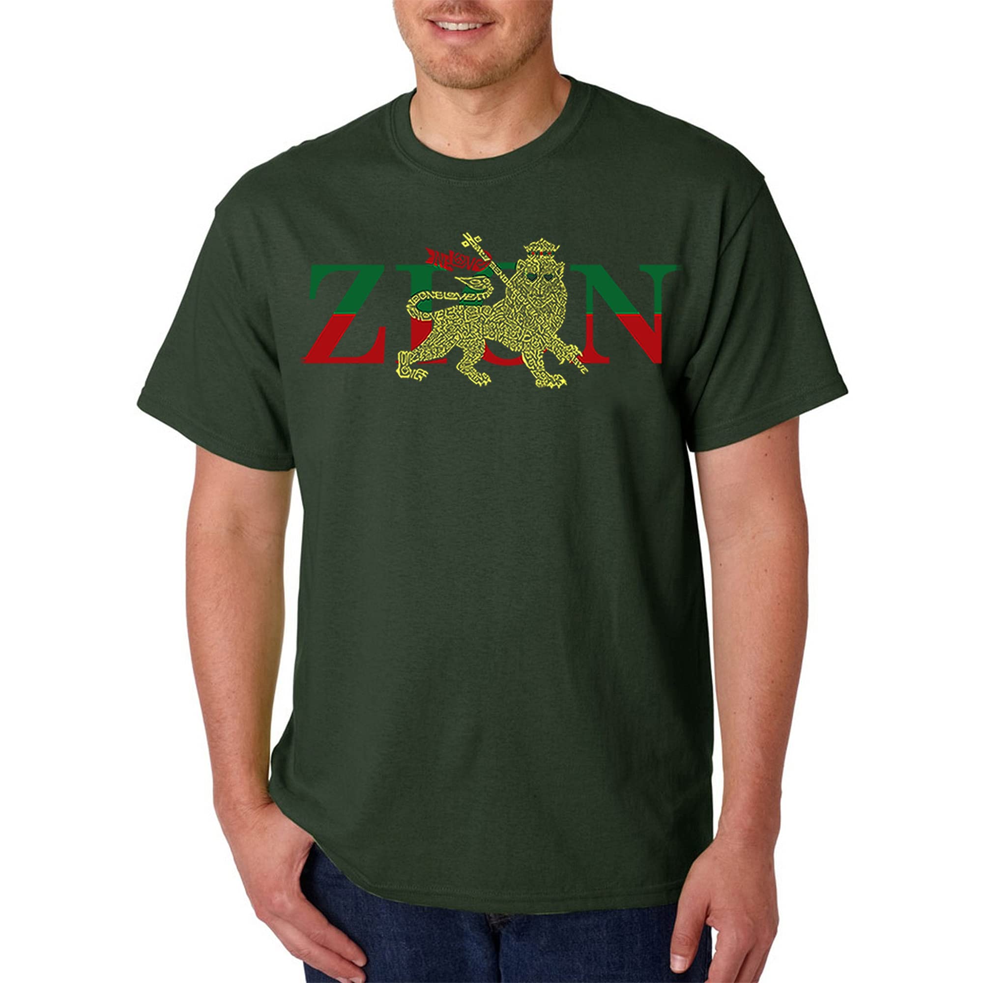 LA POP ART Men's Word Art Graphic T-Shirt - Zion National Park Inspired One Love Design - Comfortable Cotton Tee for Casual Wear & Outdoor Adventures