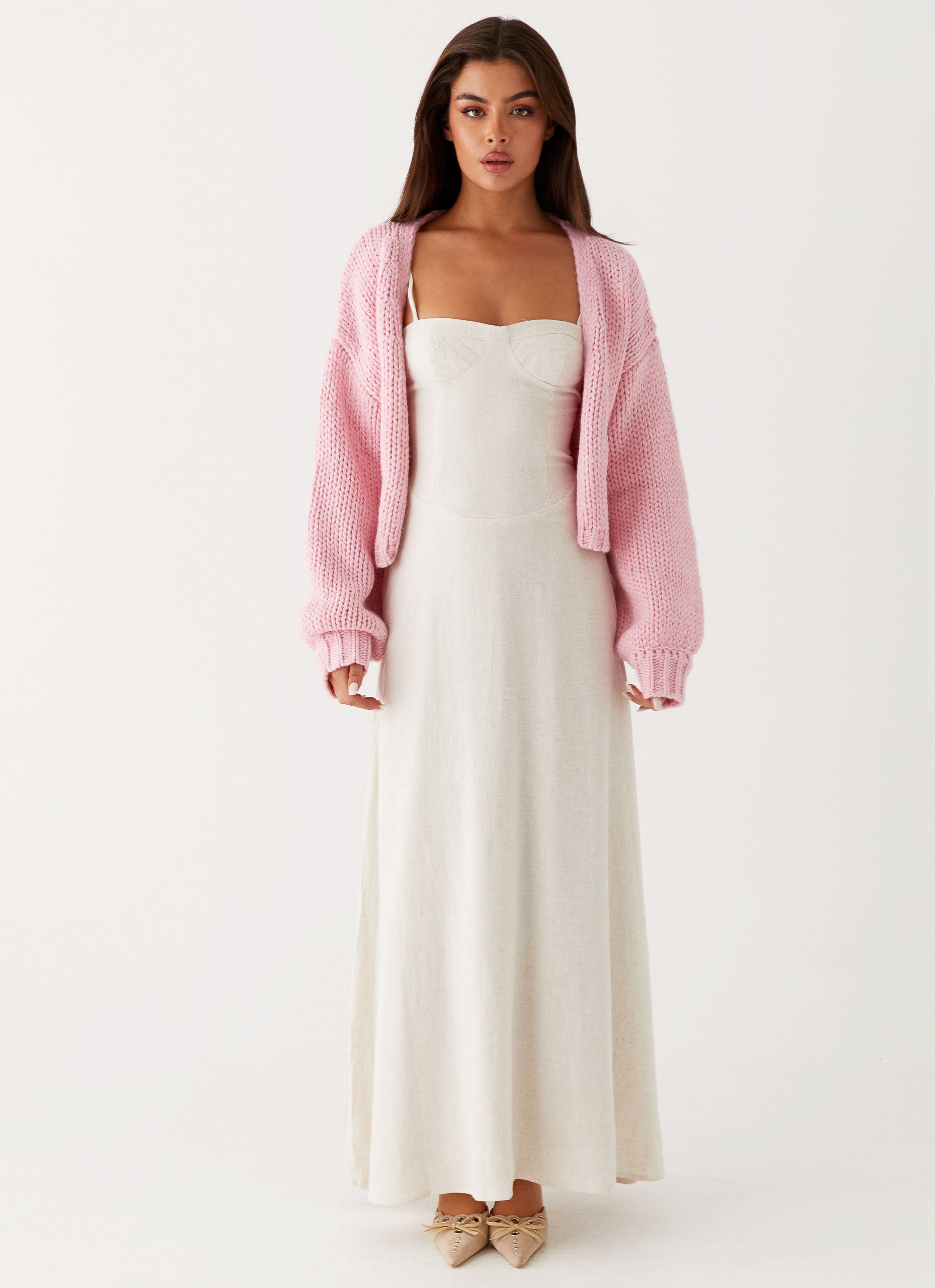 Jasleen Knit Cardigan for Women - Soft Pink Open Front Sweater | Perfect for Fall Layering, Casual Outfits & Cozy Home Wear