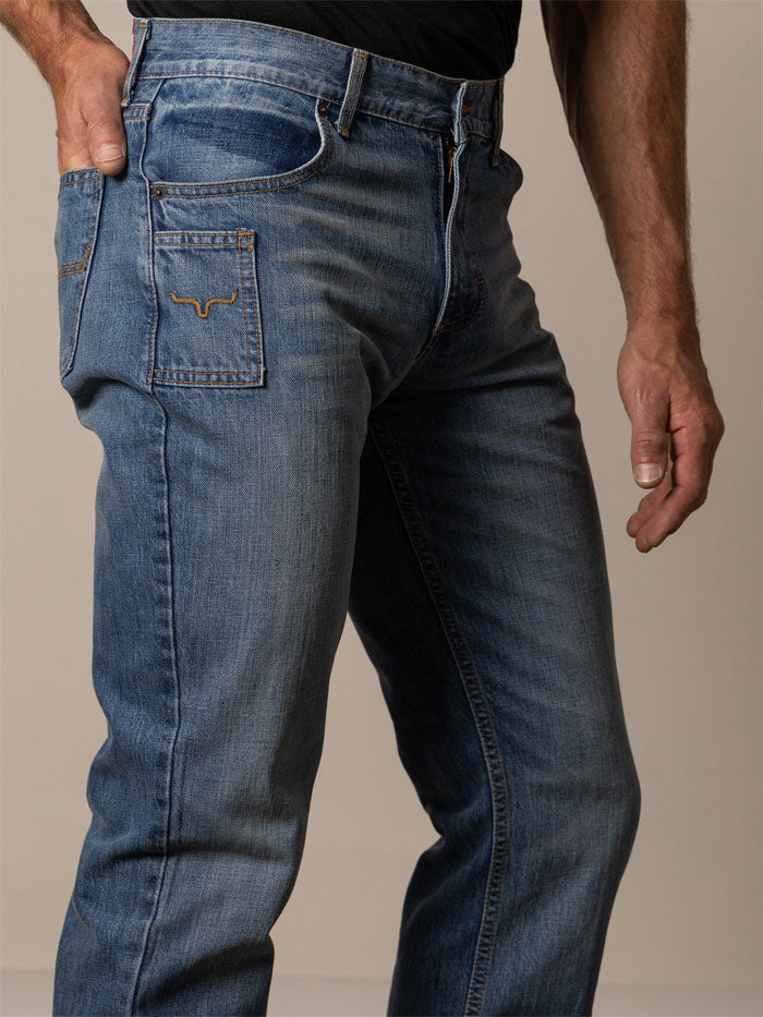 Kimes Ranch BARNEY Men's Slim Fit Boot Cut Jeans - Light Wash Denim Pants for Casual Wear & Western Style Outfits