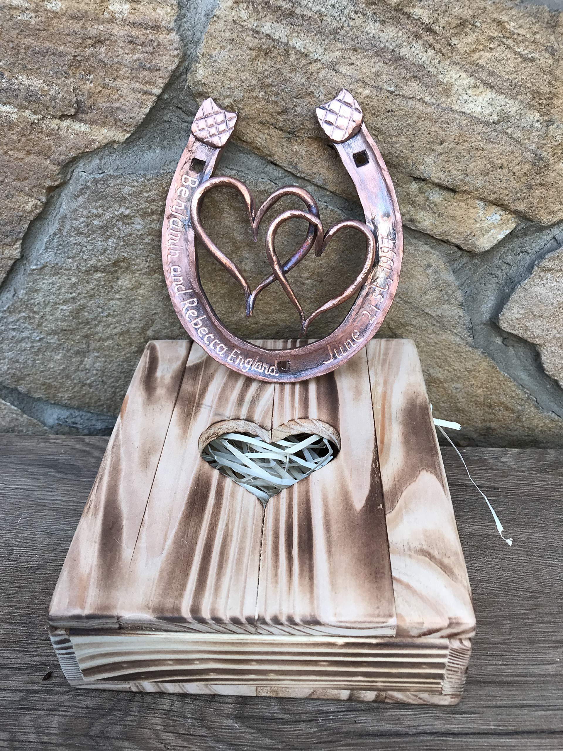 Handmade Engraved Copper Horseshoe Gift - Personalized 7th Anniversary Present for Couples, Wedding, Home Decor & Good Luck Charm