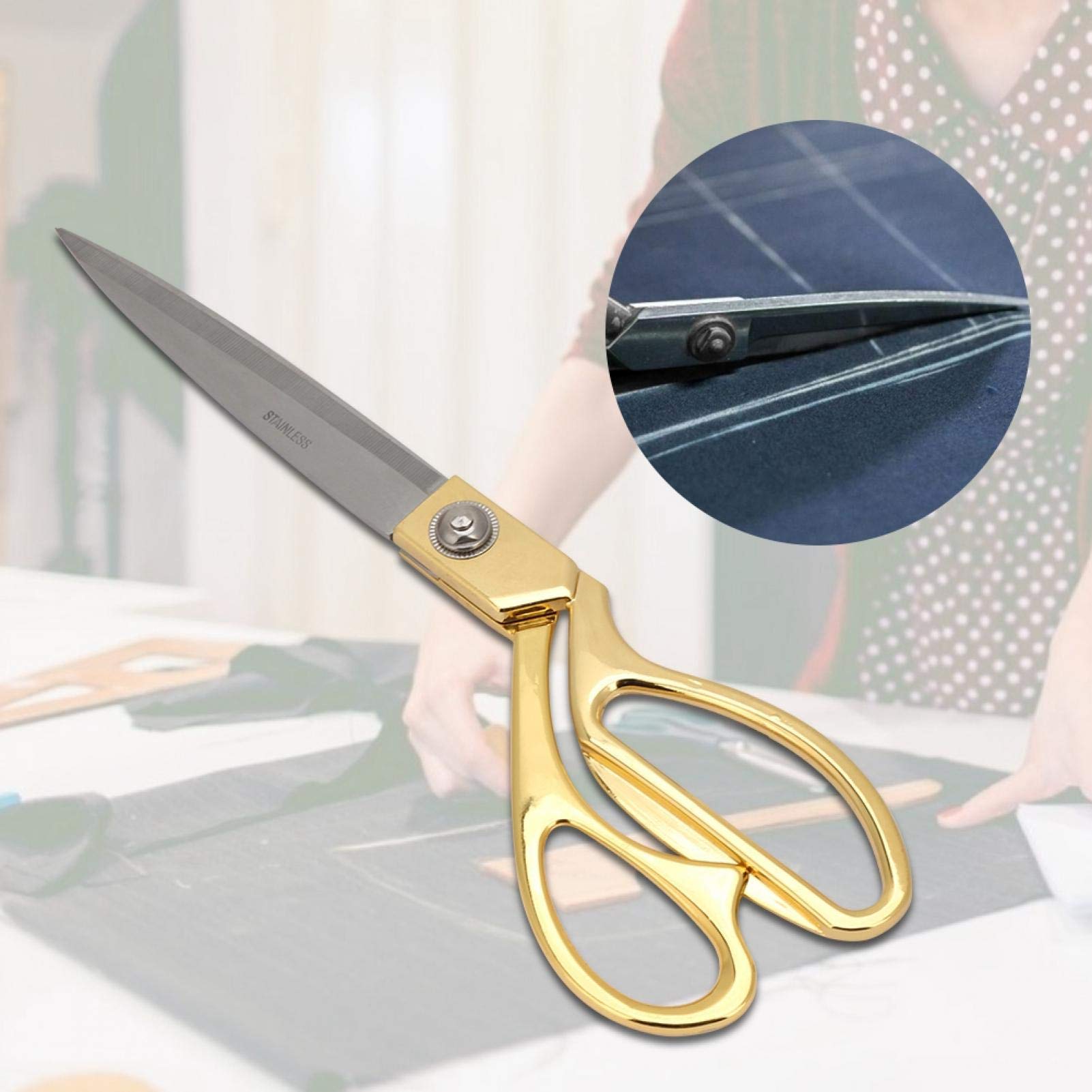 Premium Stainless Steel Fabric Scissors - 10.5 Inch Professional Dressmaking Shears for Leather, Cloth & Sewing | Tailor & Craft Scissors for Quilting, DIY Projects & Professional Use