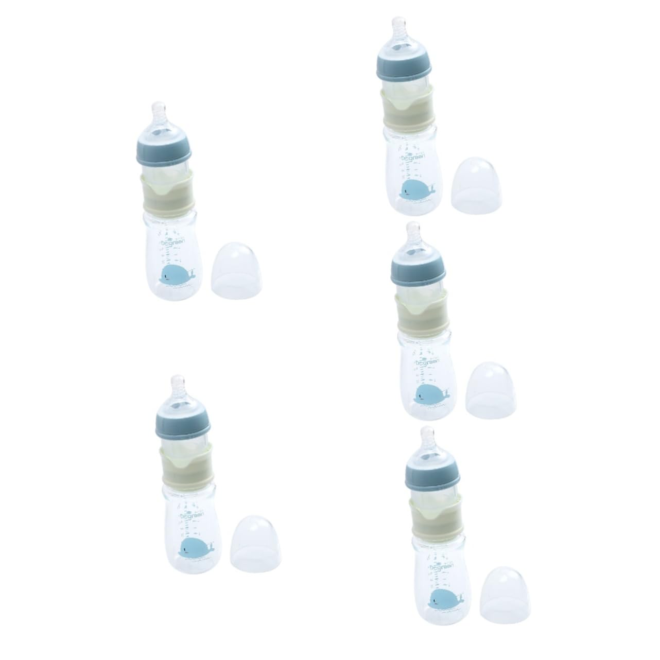 HEMOTON 5-Piece Glass Baby Bottle Set - BPA-Free Milk Storage Containers for Breastfeeding & Formula - Perfect for Travel, Daycare & Outdoor Activities