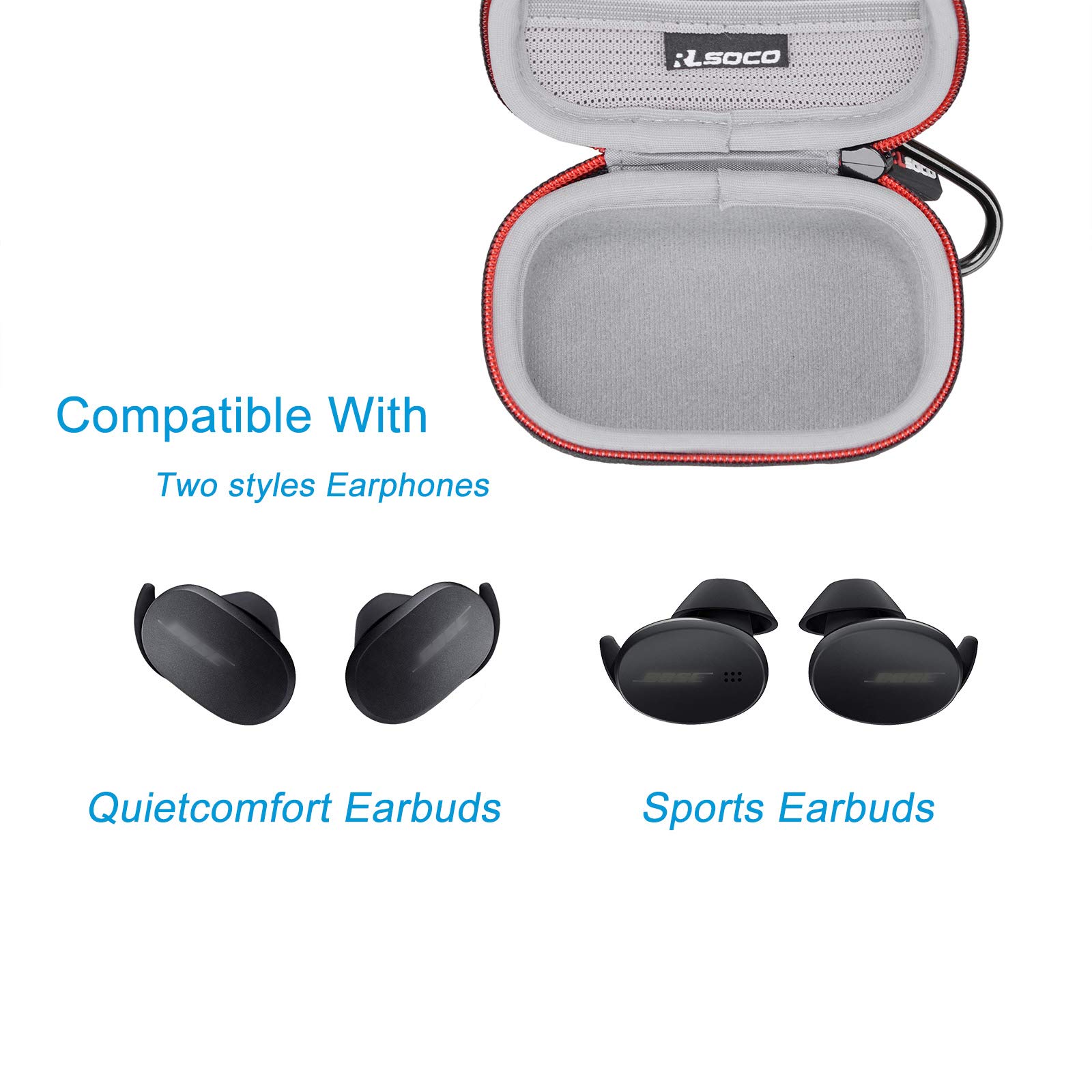RLSOCO Protective Case for Bose QuietComfort Earbuds & Sport Earbuds - Durable Cover for True Wireless Bluetooth Earphones (Black) | Perfect for Travel, Gym & Outdoor Activities